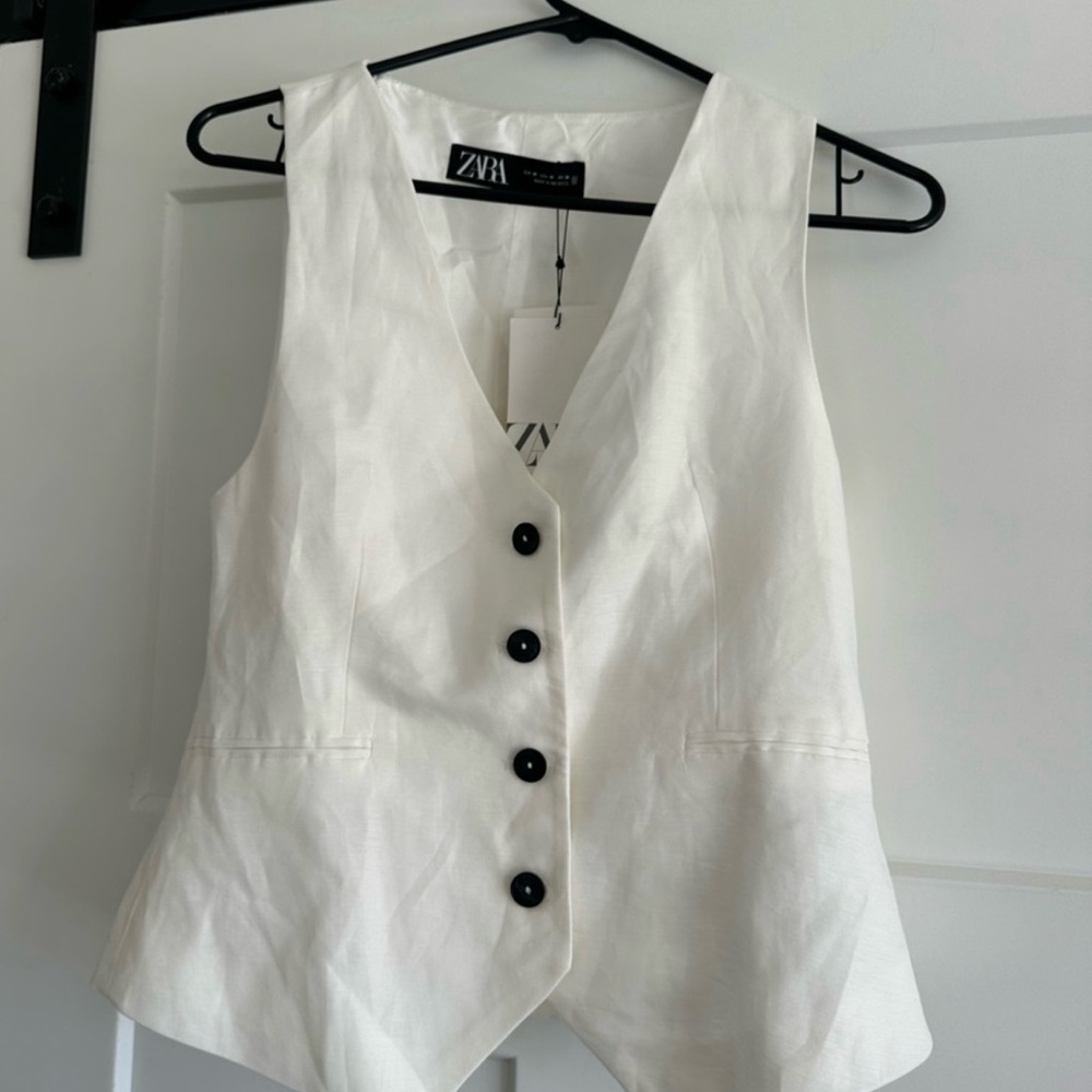 Zara linen blend vest size M NWT
